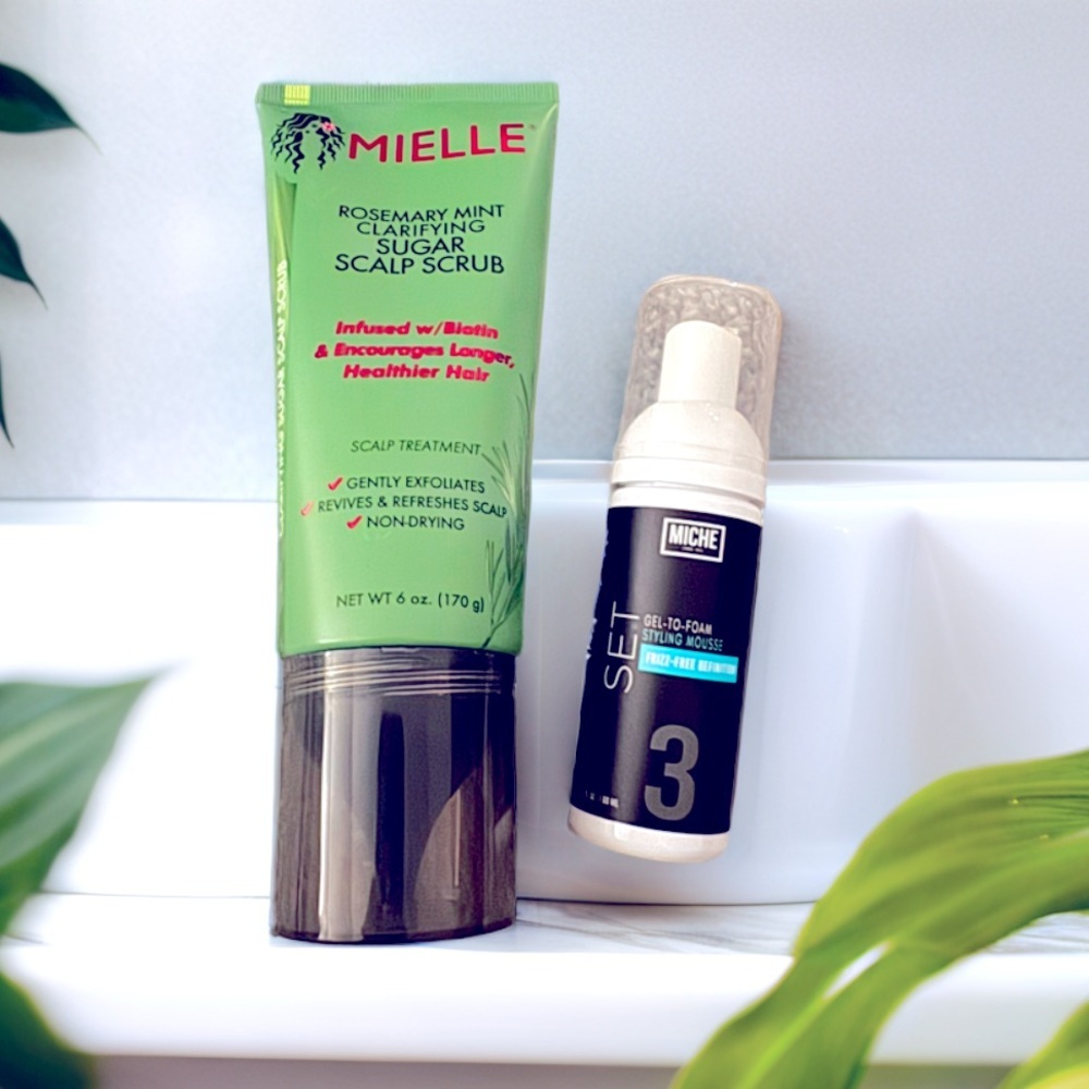 🌿MIELLE Rosemary Mint Sugar Scalp Scrub & Miche Set Gel-to-Foam Mousse